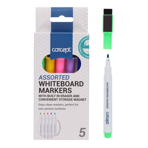 Drywipe Markers With Eraser Lid - Coloured, Learning SPACE