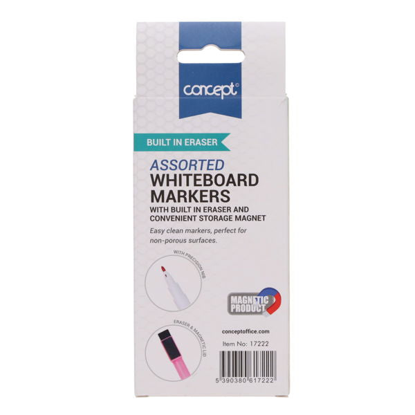 Drywipe Markers With Eraser Lid - Coloured, Learning SPACE