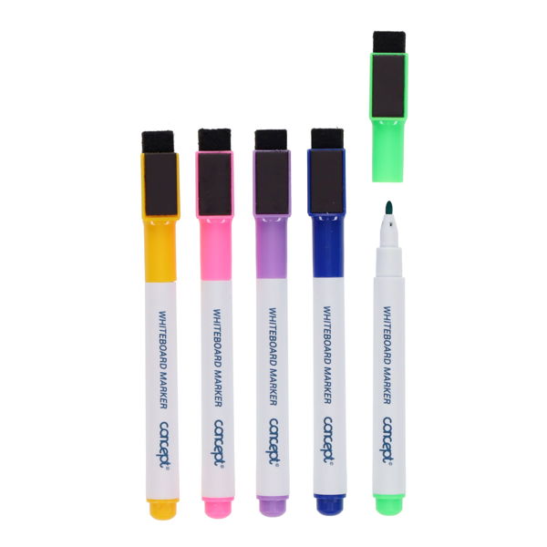Drywipe Markers With Eraser Lid - Coloured, Learning SPACE
