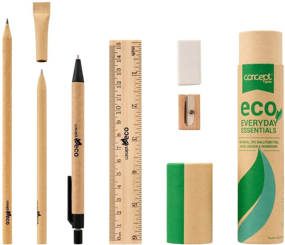 Eco Essentials - Set of 6 Stationery Set-Arts & Crafts,Back To School,Drawing & Easels,Early Arts & Crafts,Eco Friendly,Maths,Premier Office,Primary Arts & Crafts,Primary Literacy,Primary Maths,Seasons,Shape & Space & Measure,Stationery-Learning SPACE