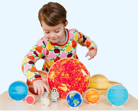 Eco-Friendly Solar System Exploration Playset-Eco Friendly, Educational Advantage, Freckled Frog, Outer Space, Primary Games & Toys, S.T.E.M, Stock, Wooden Toys-Learning SPACE