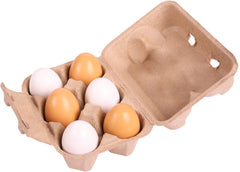 Eggs x 6 in Carton - PlayFood-Bigjigs Toys,Calmer Classrooms,Feeding Skills,Gifts For 2-3 Years Old,Imaginative Play,Kitchens & Shops & School,Play Food,Seasons,Spring,Stock-Learning SPACE