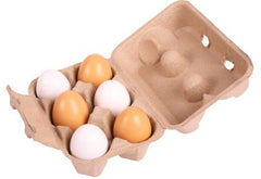 Eggs x 6 in Carton - PlayFood-Bigjigs Toys,Calmer Classrooms,Feeding Skills,Gifts For 2-3 Years Old,Imaginative Play,Kitchens & Shops & School,Play Food,Seasons,Spring,Stock-Learning SPACE