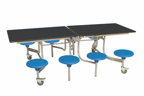 Eight Seat Rectangular Mobile Folding Table - Suitable for age group 11 years to adult-Dining Furniture,Dining Tables,Folding Table,Furniture,Mobile Tables-Black-Blue-9SRL80829-BK-BL-Learning SPACE