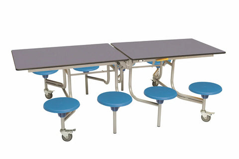 Eight Seat Rectangular Mobile Folding Table - Suitable for age group 11 years to adult-Dining Furniture,Dining Tables,Folding Table,Furniture,Mobile Tables-Blue Grey-Blue-9SRL80829-BG-BL-Learning SPACE