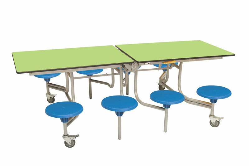 Eight Seat Rectangular Mobile Folding Table - Suitable for age group 11 years to adult, Lime Blue Learning SPACE