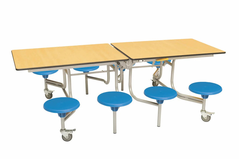 Eight Seat Rectangular Mobile Folding Table - Suitable for age group 11 years to adult, Maple Blue Learning SPACE