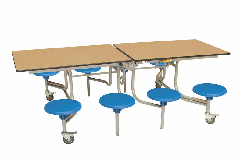 Eight Seat Rectangular Mobile Folding Table - Suitable for age group 11 years to adult, Oak Blue Learning SPACE