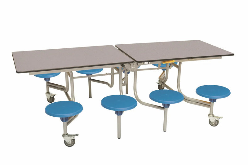 Eight Seat Rectangular Mobile Folding Table - Suitable for age group 7 – 11 years, Grey Fleck Blue Learning SPACE