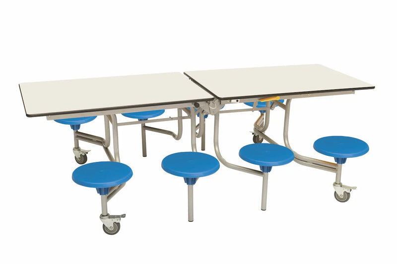 Eight Seat Rectangular Mobile Folding Table - Suitable for age group 7 – 11 years, White Blue Learning SPACE