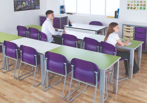 Elite Height Adjustable Table - Semi-Circular-Classroom Table,Corner & Semi-Circle,Height Adjustable,Metalliform,Table,Wellbeing Furniture-Slate Grey-ELITE-ADJ-12SC-PS-SLG-DP1-PSCH-Learning SPACE