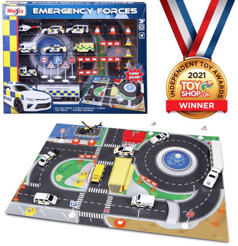 Emergency Forces Playset Including Playmat-Fire. Police & Hospital,Games & Toys,Gifts For 3-5 Years Old,Imaginative Play,Primary Games & Toys,Stock,Tobar Toys-Learning SPACE