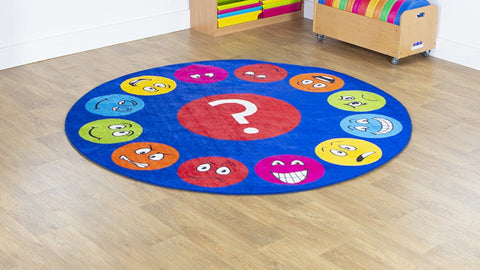 Emotions™ Faces Interactive Circular 2m Carpet-Additional Need,Calmer Classrooms,Calming & Anxiety,Dropship,Emotions & Self Esteem,Helps With,Kit For Kids,Mats & Rugs,Multi-Colour,Placement Carpets,Round,Rugs,Social Emotional Learning,Social Stories & Games & Social Skills,Wellbeing Furniture-Learning SPACE
