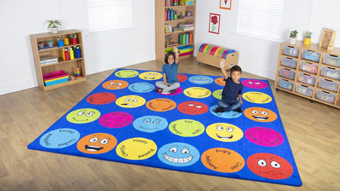 Emotions™ Interactive Square 3x3m Carpet-Additional Need,Calmer Classrooms,Calming & Anxiety,Dropship,Emotions & Self Esteem,Helps With,Kit For Kids,Mats & Rugs,Multi-Colour,Placement Carpets,Rugs,Social Emotional Learning,Social Stories & Games & Social Skills,Square,Wellbeing Furniture-Learning SPACE