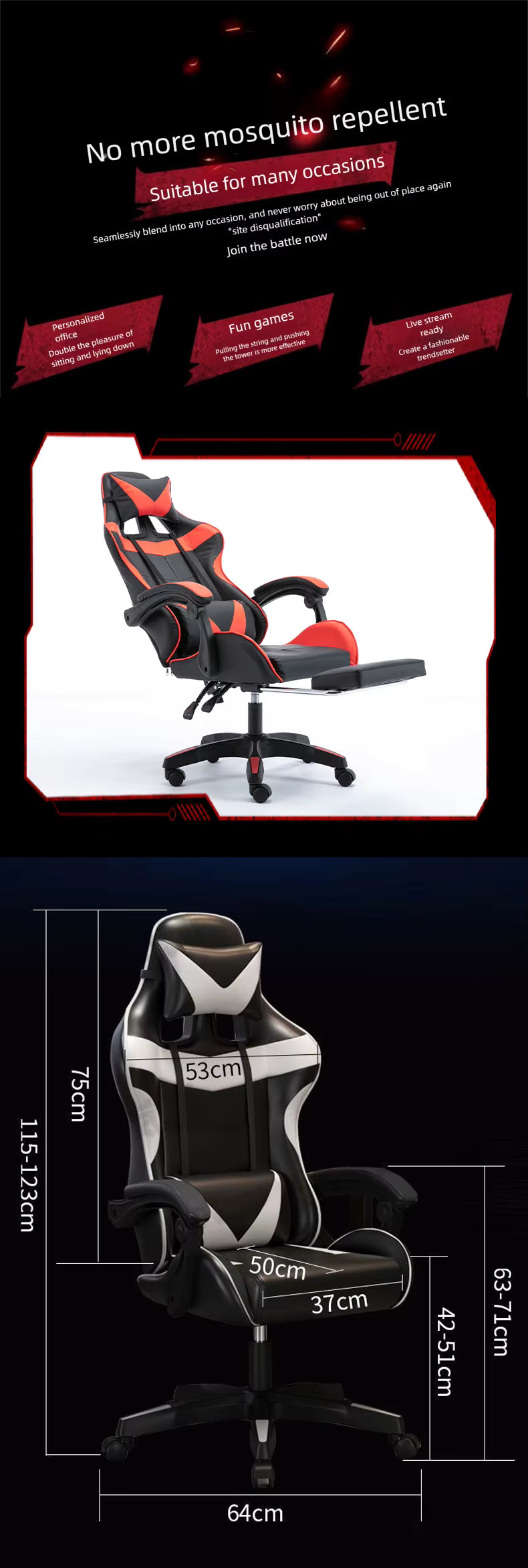Ergonomic Leather Gaming Chair, Learning SPACE