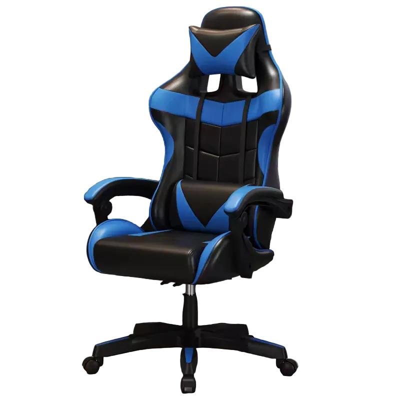 Ergonomic Leather Gaming Chair, Black Blue Learning SPACE