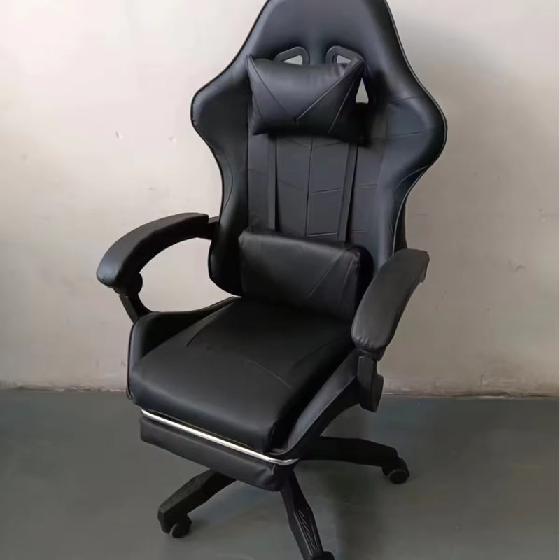 Ergonomic Leather Gaming Chair, All Black Learning SPACE