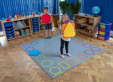 Essentials Rainbow Geometric Border 2x2m Carpet, Learning SPACE