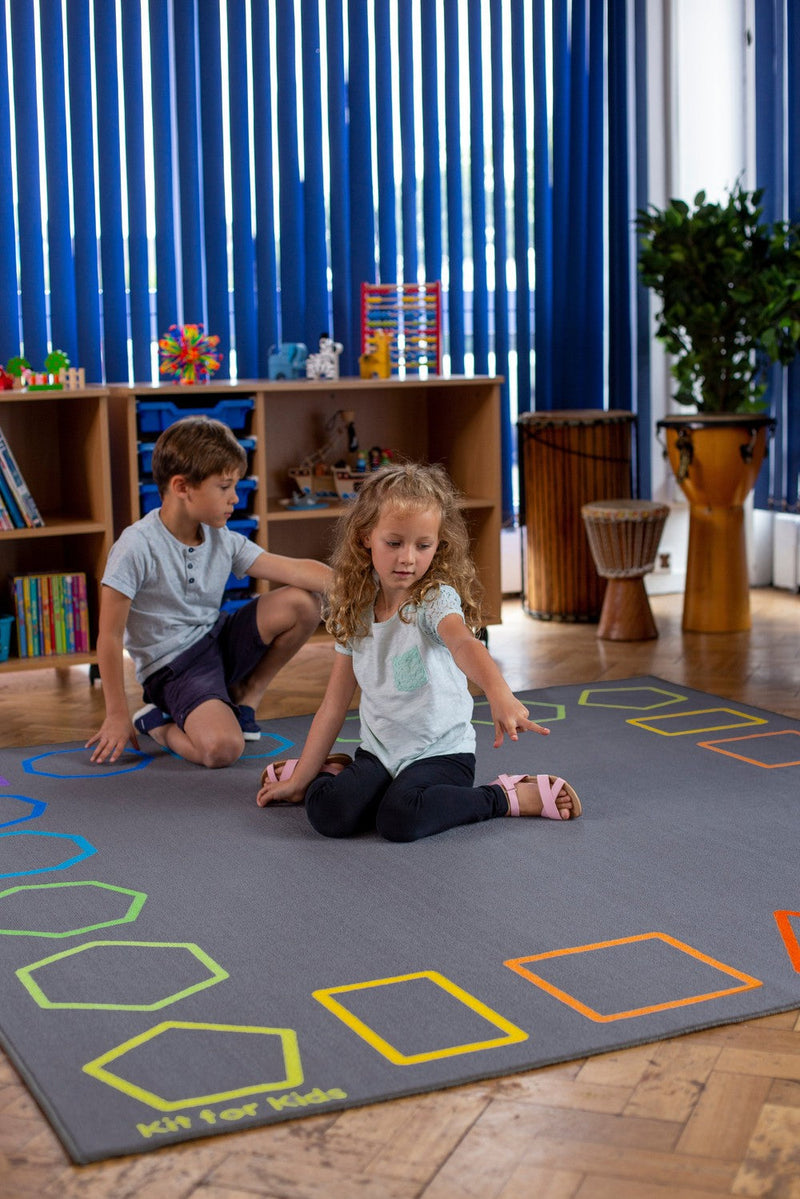 Essentials Rainbow Geometric Border 2x2m Carpet, Learning SPACE