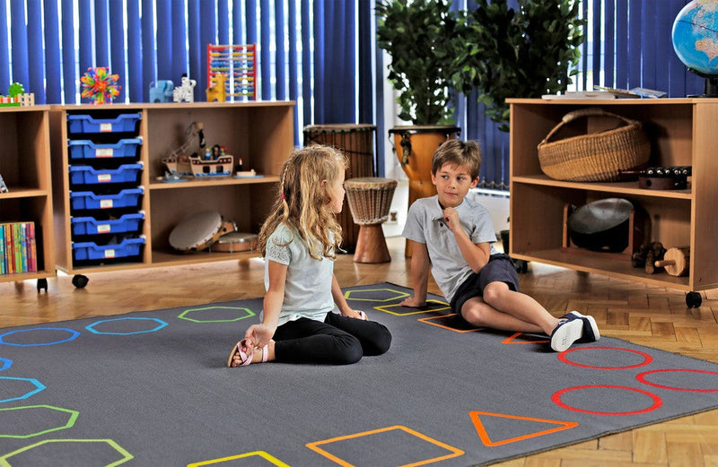 Essentials Rainbow Geometric Border 2x2m Carpet, Learning SPACE