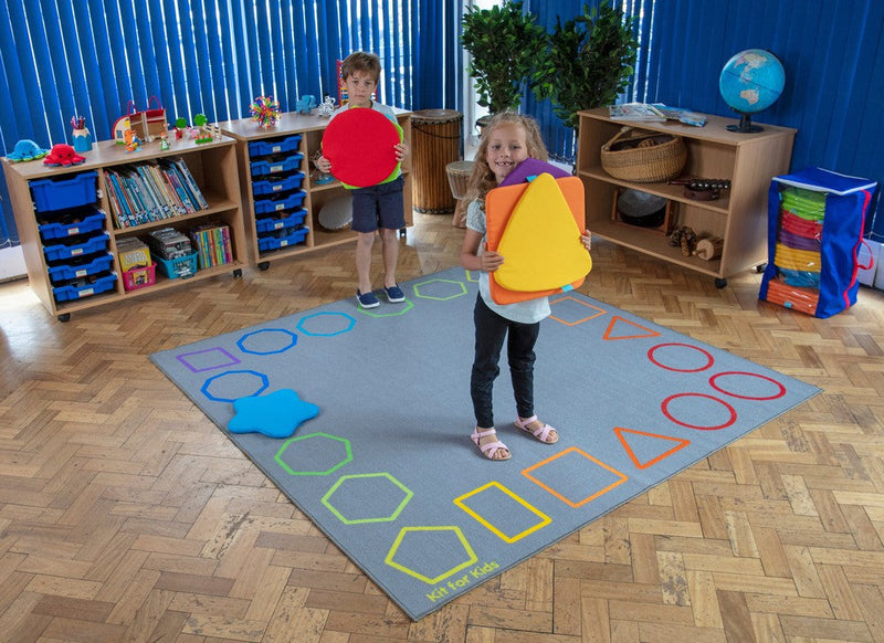 Essentials Rainbow Geometric Border 2x2m Carpet, Learning SPACE