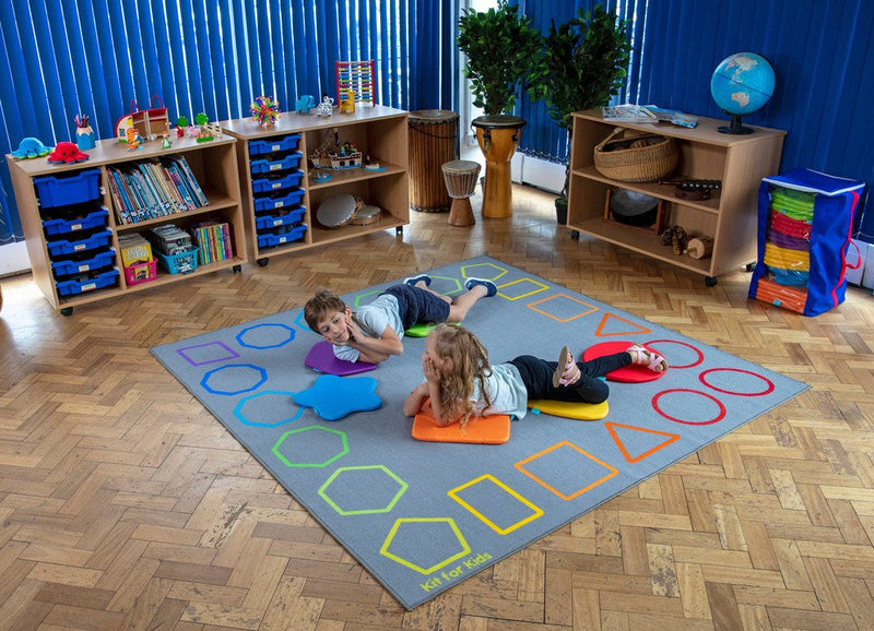 Essentials Rainbow Geometric Border 2x2m Carpet, Learning SPACE