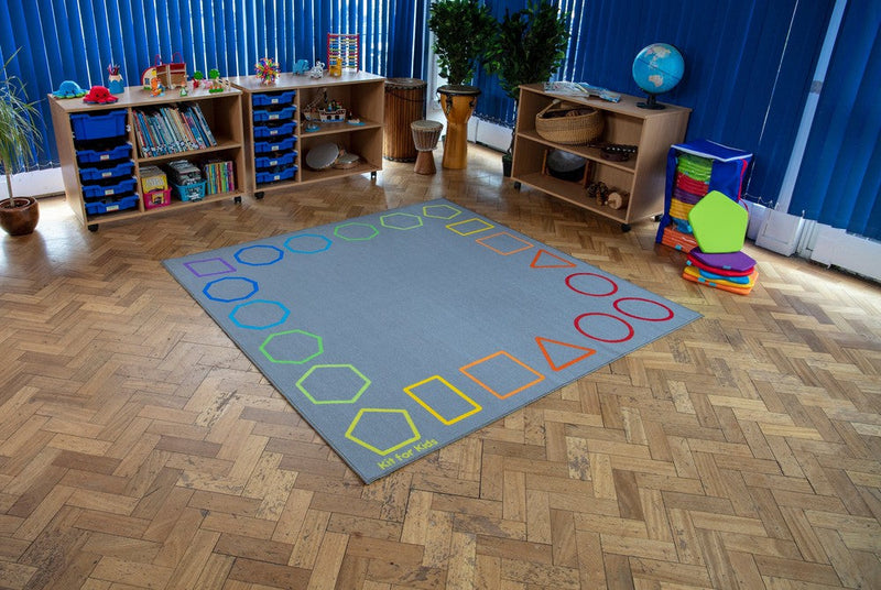 Essentials Rainbow Geometric Border 2x2m Carpet, Learning SPACE