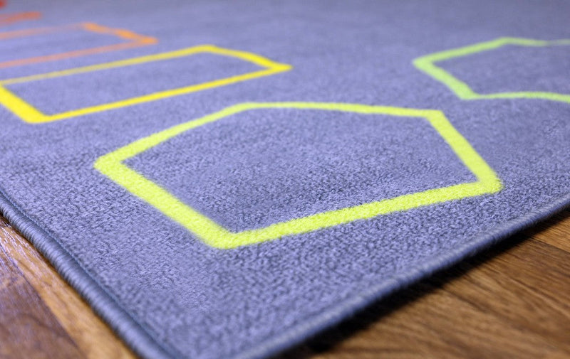 Essentials Rainbow Geometric Border 2x2m Carpet, Learning SPACE