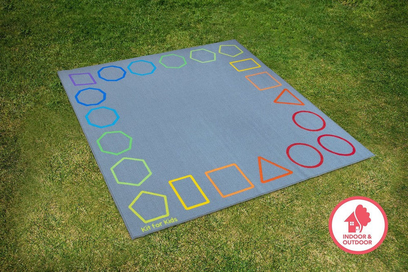 Essentials Rainbow Geometric Border 2x2m Carpet, Learning SPACE