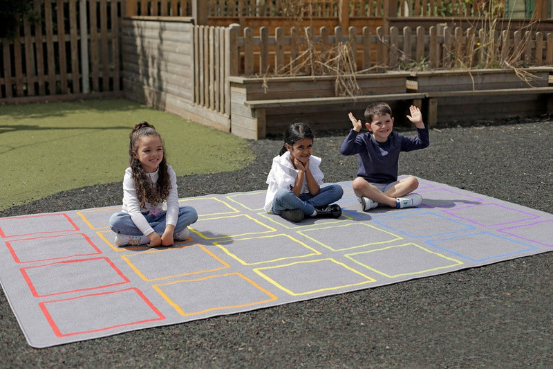 Essentials Rainbow Squares Indoor/Outdoor 3x2m Carpet, Learning SPACE