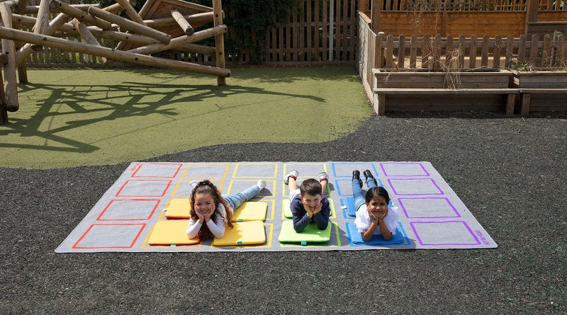 Essentials Rainbow Squares Indoor/Outdoor 3x2m Carpet, Learning SPACE