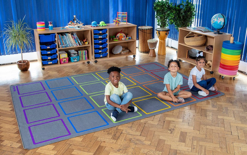 Essentials Rainbow Squares Indoor/Outdoor 3x2m Carpet, Learning SPACE