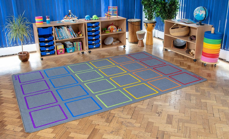Essentials Rainbow Squares Indoor/Outdoor 3x2m Carpet, Learning SPACE