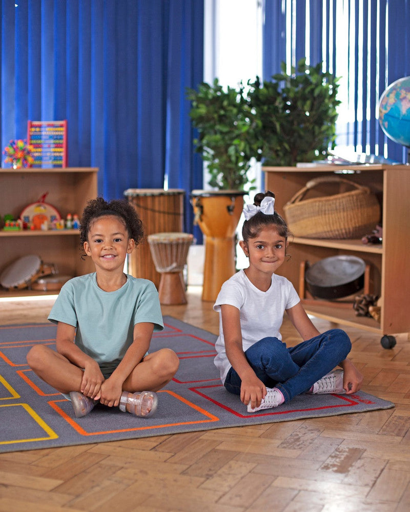 Essentials Rainbow Squares Indoor/Outdoor 3x2m Carpet, Learning SPACE