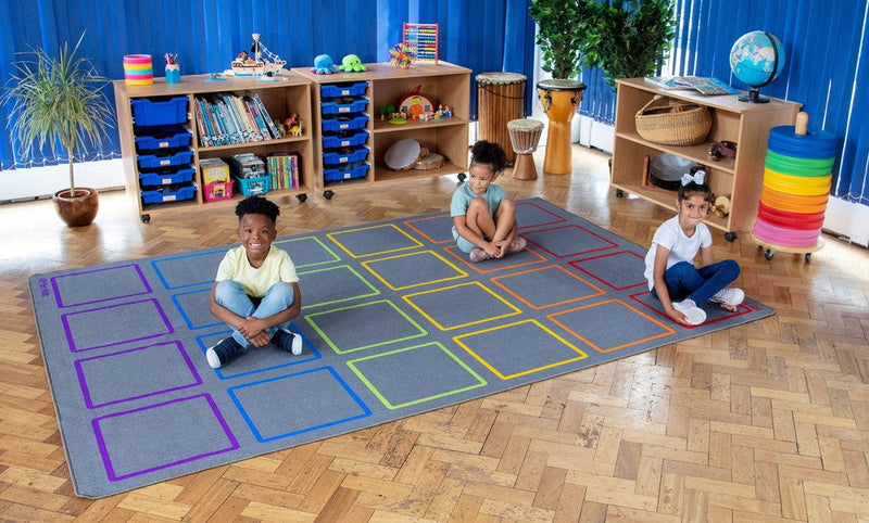 Essentials Rainbow Squares Indoor/Outdoor 3x2m Carpet, Learning SPACE