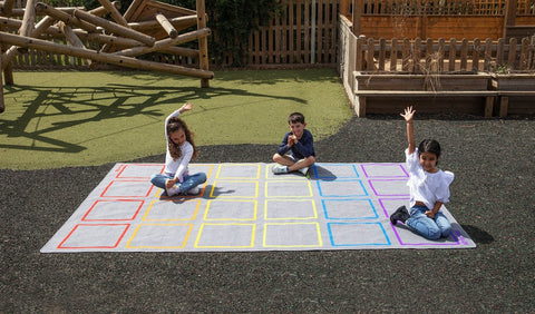 Essentials Rainbow Squares Indoor/Outdoor 3x2m Carpet-Kit For Kids, Mats & Rugs, Natural, Neutral Colour, Placement Carpets, Rectangular, Rugs, Wellbeing Furniture-MAT1268-Learning SPACE