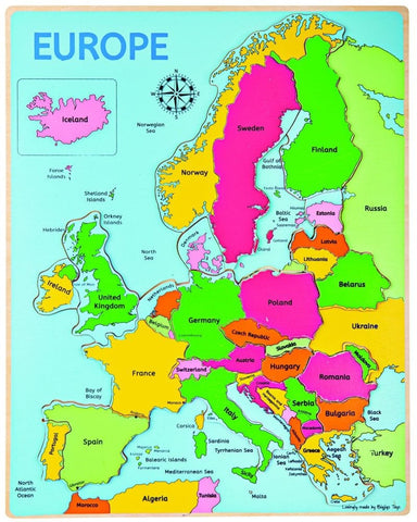 Europe Inset Puzzle-13-99 Piece Jigsaw,Bigjigs Toys,Games & Toys,Learning Activity Kits,SCOTEXCEL,Stock,Wooden Toys,World & Nature-Learning SPACE