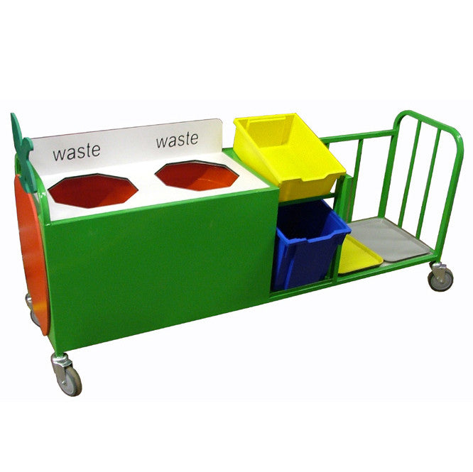 Extended Panelled Front Clearing Trolley With Tray Storage-Catering & Clearing,Dropship,School Trolley,Trolleys-Learning SPACE
