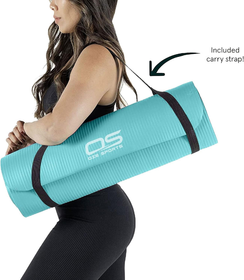Extra Thick Non-Slip NBR Yoga & Exercise Mat with Carry Strap, Learning SPACE