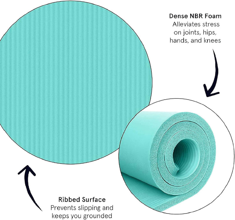 Extra Thick Non-Slip NBR Yoga & Exercise Mat with Carry Strap, Learning SPACE