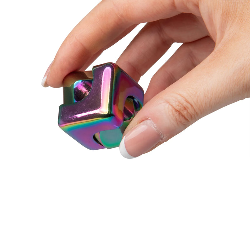 FIDGIX Metal Fidget Spinning Cube, Learning SPACE
