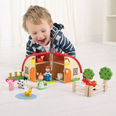 Farm Mini Playset-Bigjigs Toys, Early Years Travel Toys, Farms & Construction, Gifts For 2-3 Years Old, Gifts For 3-5 Years Old, Imaginative Play, Seasons, Small World, Spring, Stock-Learning SPACE