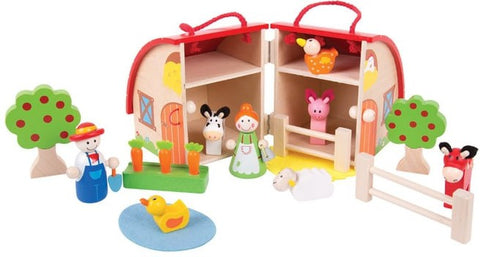 Farm Mini Playset-Bigjigs Toys, Early Years Travel Toys, Farms & Construction, Gifts For 2-3 Years Old, Gifts For 3-5 Years Old, Imaginative Play, Seasons, Small World, Spring, Stock-Learning SPACE