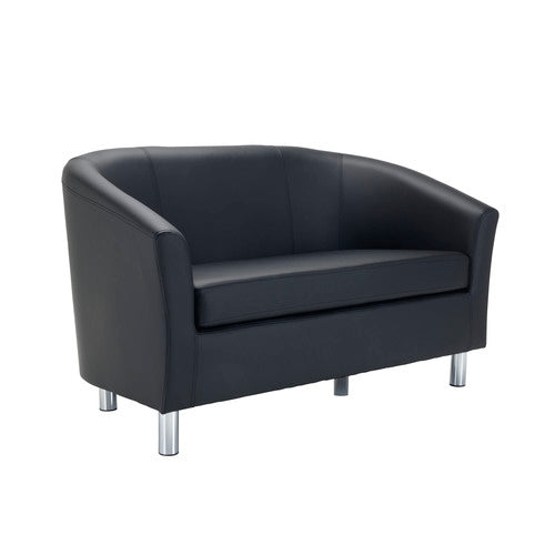 Faux Leather Tub Sofa with Metal Feet, Black PU Learning SPACE