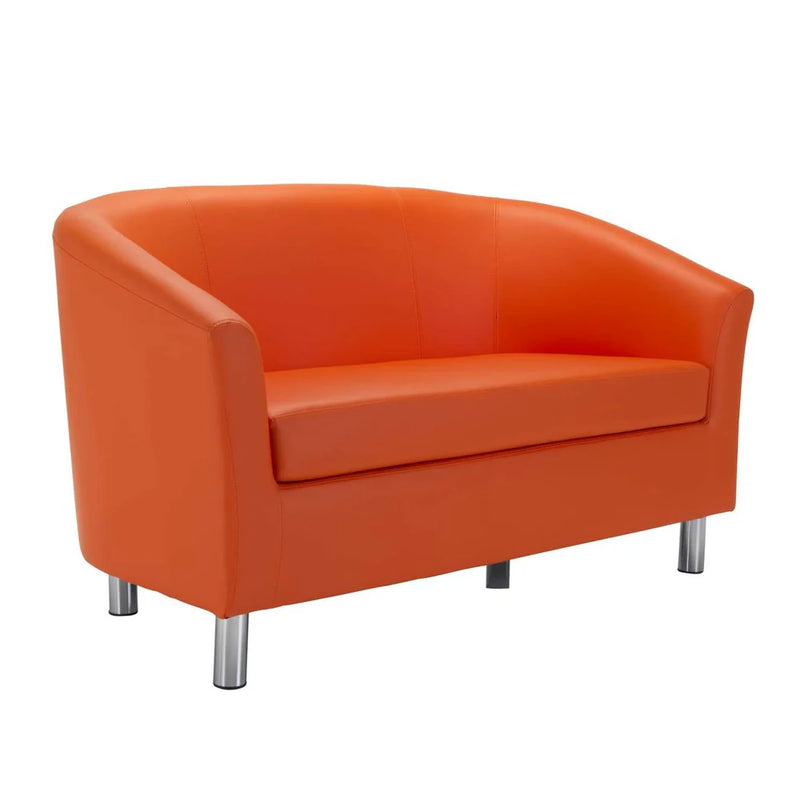 Faux Leather Tub Sofa with Metal Feet, Orange PU Learning SPACE