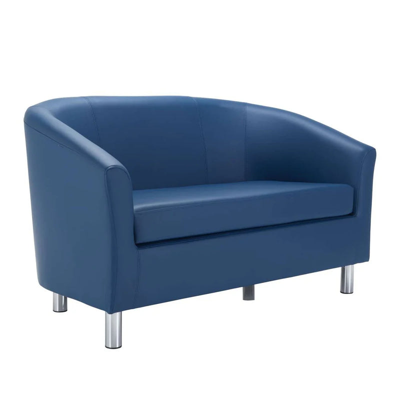 Faux Leather Tub Sofa with Metal Feet, Dark Blue PU Learning SPACE