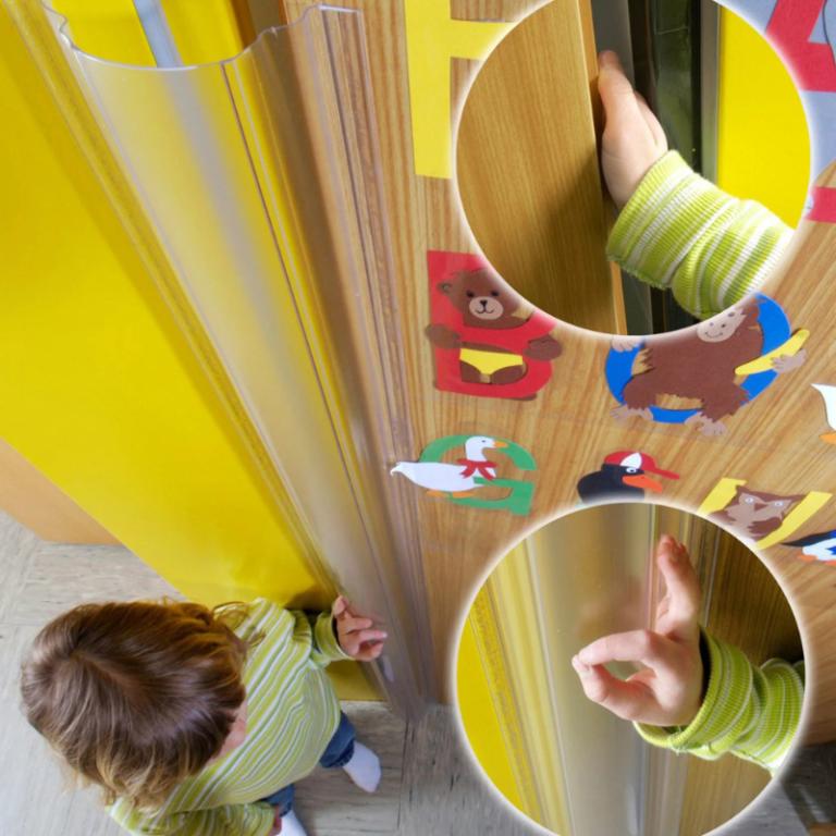Finger Alert 120cm - Transparent Door Finger Guard, Learning SPACE