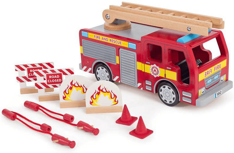 Fire Engine Playset-Cars & Transport, Fire. Police & Hospital, Imaginative Play, Small World, Stock, Strength & Co-Ordination, Tidlo Toys, Wooden Toys-Learning SPACE