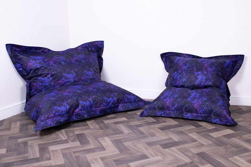 Floor Cushion Galaxy Print UV Reactive Children's Bean Bag, Learning SPACE