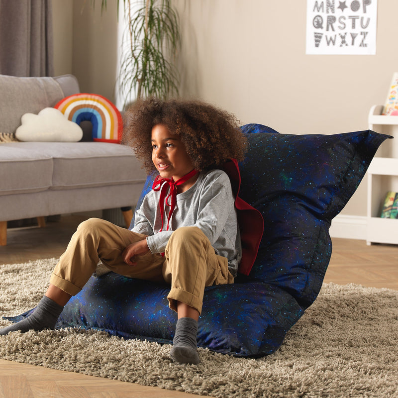 Floor Cushion Galaxy Print UV Reactive Children's Bean Bag, Learning SPACE